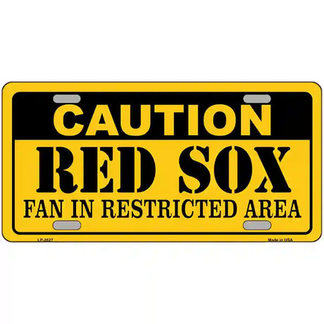 Caution Red Sox Fan Metal Novelty License Plate 24" x 12" (LLP)