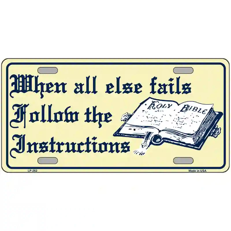 Follow Instructions Metal Novelty License Plate 24" x 12" (LLP)