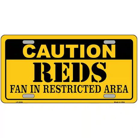 Caution Reds Fan Metal Novelty License Plate 24" x 12" (LLP)