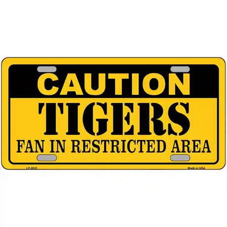 Caution Tigers Fan Metal Novelty License Plate 24" x 12" (LLP)