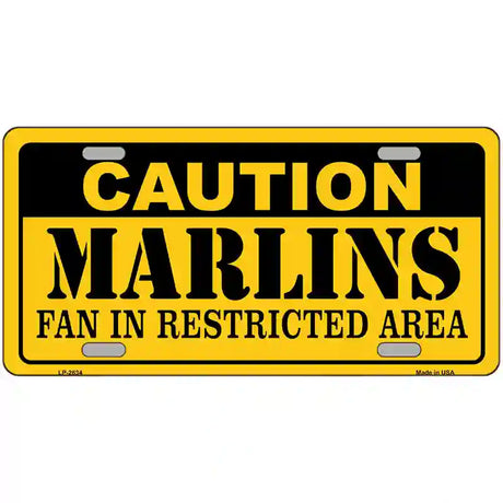 Caution Marlins Fan Metal Novelty License Plate 24" x 12" (LLP)