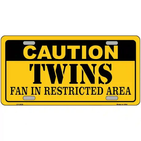 Caution Twins Fan Metal Novelty License Plate 24" x 12" (LLP)