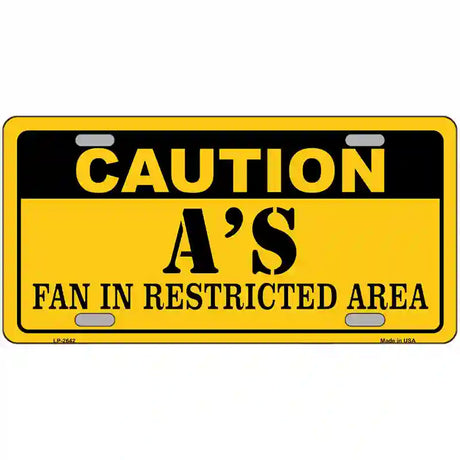 Caution As Fan Metal Novelty License Plate 24" x 12" (LLP)