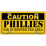 Caution Phillies Fan Metal Novelty License Plate 24" x 12" (LLP)