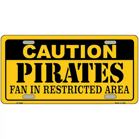 Caution Pirates Fan Metal Novelty License Plate 24" x 12" (LLP)