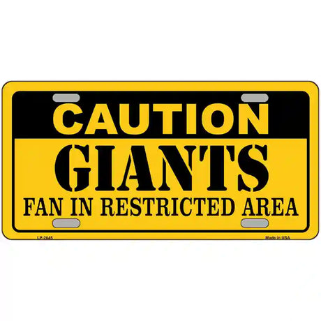 Caution Giants Fan Metal Novelty License Plate 24" x 12" (LLP)