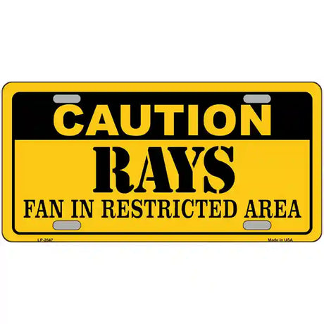 Caution Rays Fan Metal Novelty License Plate 24" x 12" (LLP)