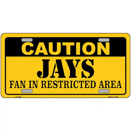 Caution Jays Fan Metal Novelty License Plate 24" x 12" (LLP)