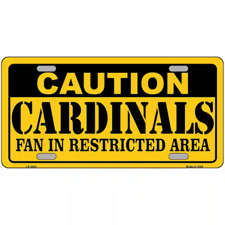 Caution Cardinals Fan Metal Novelty License Plate 24" x 12" (LLP)