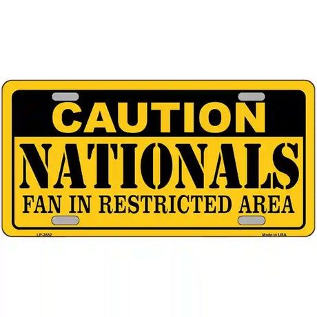 Caution Nationals Fan Metal Novelty License Plate 24" x 12" (LLP)