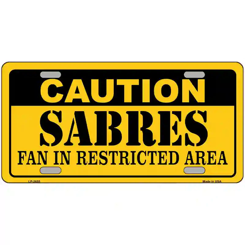 Caution Sabres Metal Novelty License Plate 24" x 12" (LLP)