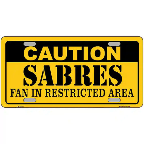 Caution Sabres Metal Novelty License Plate 24" x 12" (LLP)