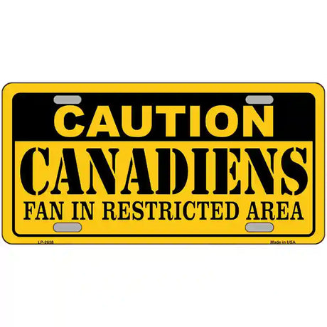 Caution Canadiens Metal Novelty License Plate 24" x 12" (LLP)