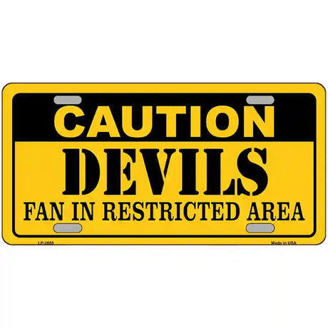 Caution Devils Metal Novelty License Plate 24" x 12" (LLP)