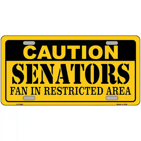 Caution Senators Vanity Metal Novelty License Plate 24" x 12" (LLP)