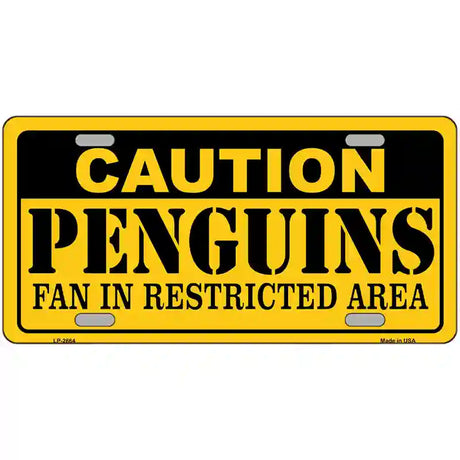 Caution Penguins Metal Novelty License Plate 24" x 12" (LLP)