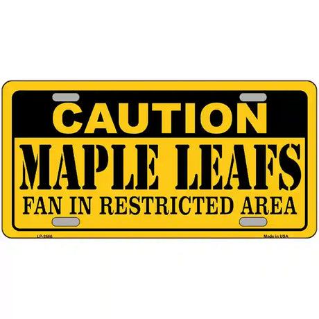 Caution Maple Leafs Metal Novelty License Plate 24" x 12" (LLP)