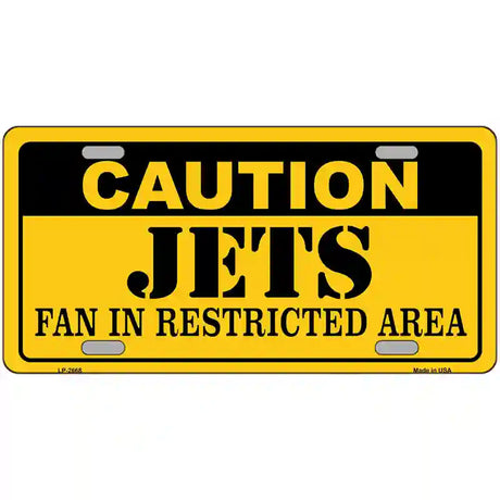 Caution Jets Hockey Metal Novelty License Plate 24" x 12" (LLP)