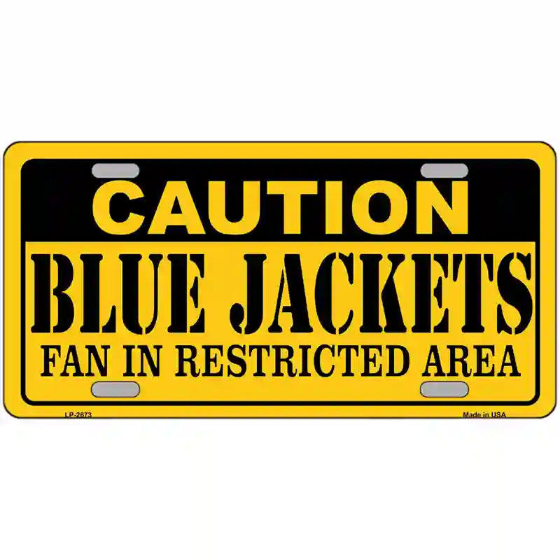 Caution Blue Jackets Metal Novelty License Plate 24" x 12" (LLP)