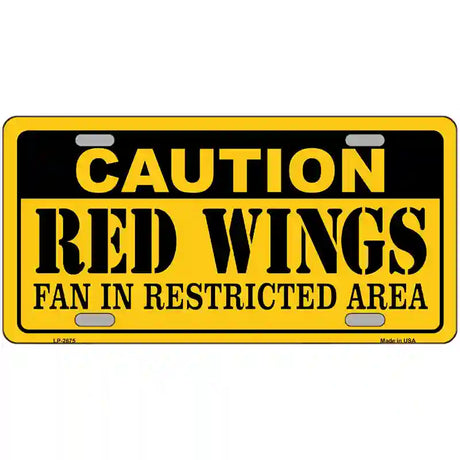 Caution Red Wings Metal Novelty License Plate 24" x 12" (LLP)