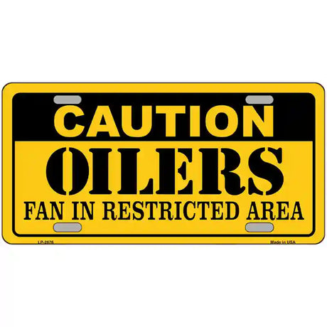 Caution Oilers Metal Novelty License Plate 24" x 12" (LLP)