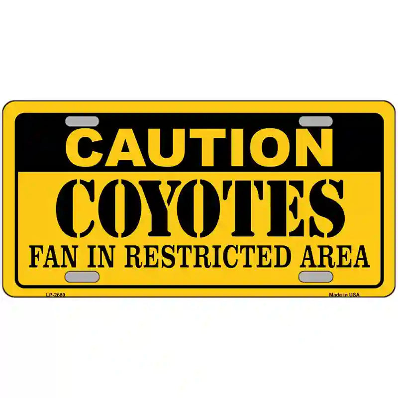 Caution Coyotes Metal Novelty License Plate 24" x 12" (LLP)