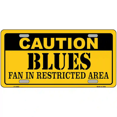 Caution Blues Metal Novelty License Plate 24" x 12" (LLP)