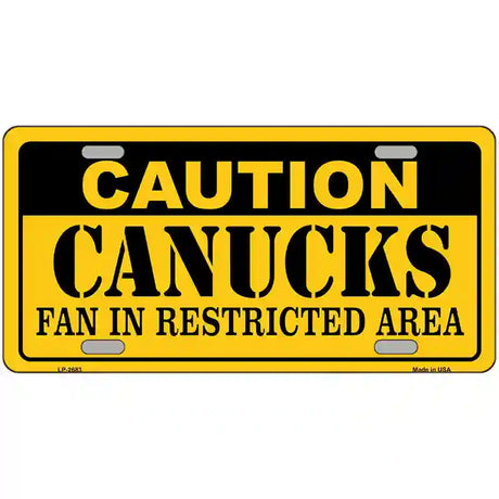 Caution Canucks Metal Novelty License Plate 24" x 12" (LLP)