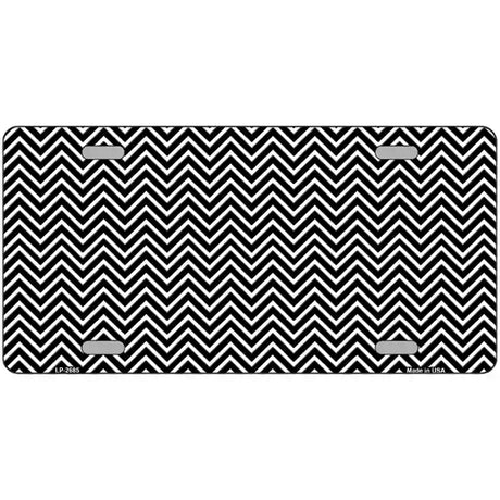 Black White Chevron Metal Novelty License Plate 24" x 12" (LLP)