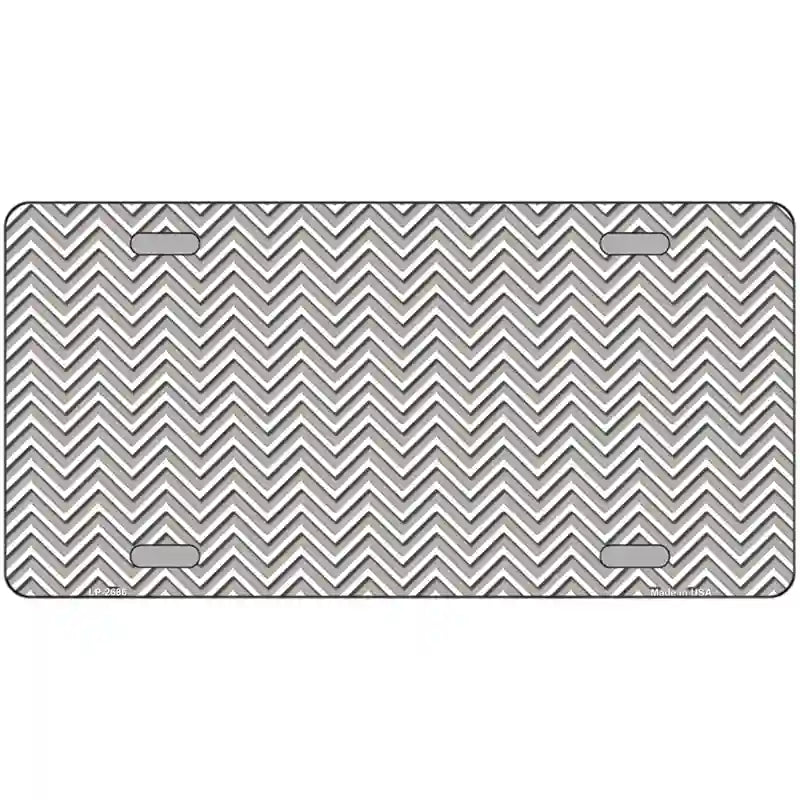 Grey White Chevron Metal Novelty License Plate 24" x 12" (LLP)