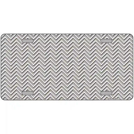 Grey White Chevron Metal Novelty License Plate 24" x 12" (LLP)