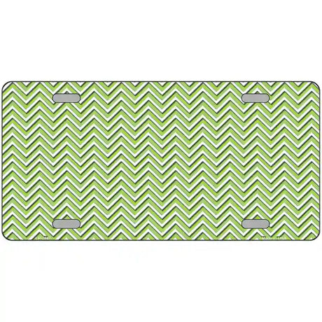 Lime Green White Chevron Metal Novelty License Plate 24" x 12" (LLP)