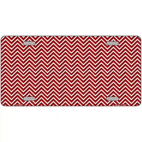 Red White Chevron Metal Novelty License Plate 24" x 12" (LLP)