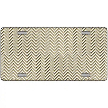 Gold White Chevron Metal Novelty License Plate 24" x 12" (LLP)