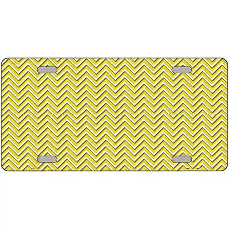 Yellow White Chevron Metal Novelty License Plate 24" x 12" (LLP)