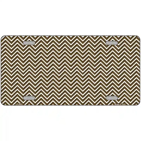 Brown White Chevron Metal Novelty License Plate 24" x 12" (LLP)