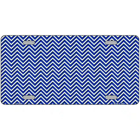 Blue White Chevron Metal Novelty License Plate 24" x 12" (LLP)