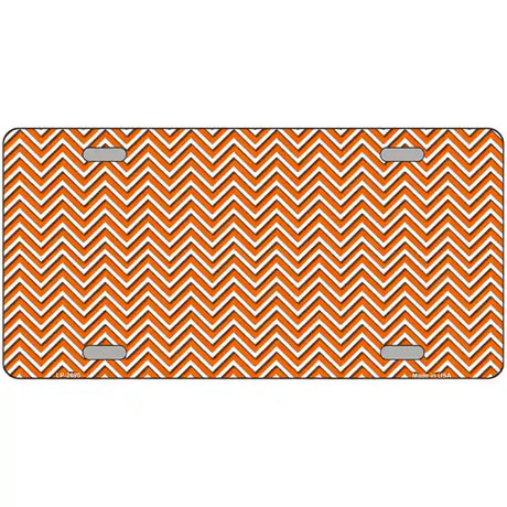 Orange White Chevron Metal Novelty License Plate 24" x 12" (LLP)