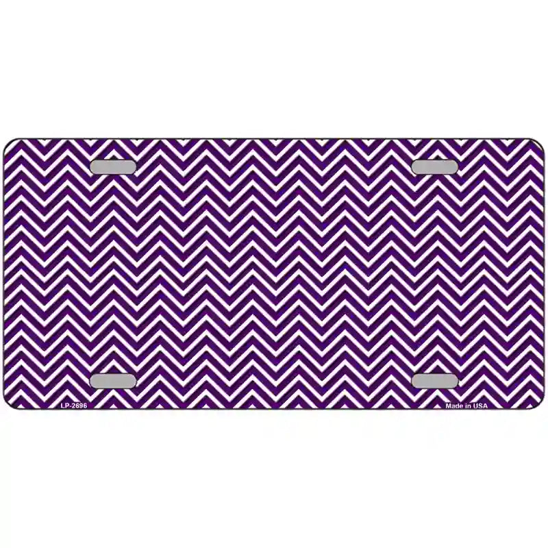 Purple White Chevron Metal Novelty License Plate 24" x 12" (LLP)