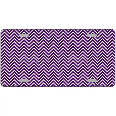 Purple White Chevron Metal Novelty License Plate 24" x 12" (LLP)