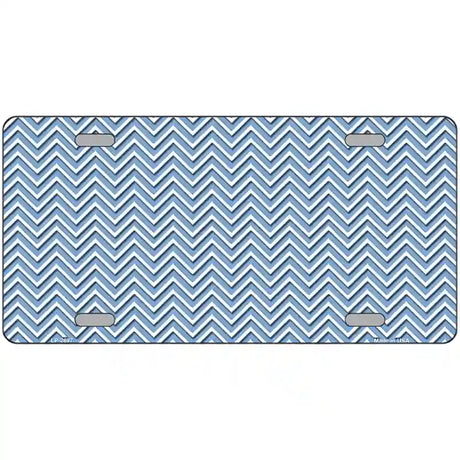 Light Blue White Chevron Metal Novelty License Plate 24" x 12" (LLP)