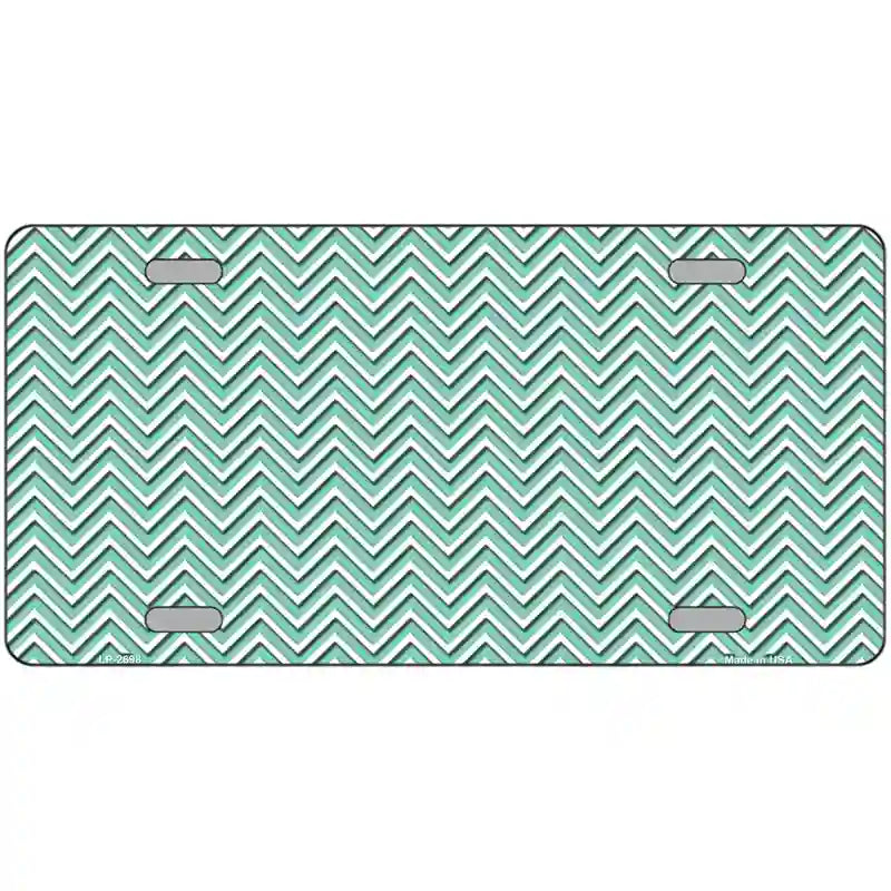 Mint White Chevron Metal Novelty License Plate 24" x 12" (LLP)