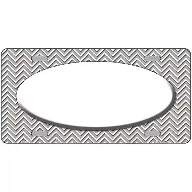 Grey White Chevon White Oval Metal Novelty License Plate 24" x 12" (LLP)