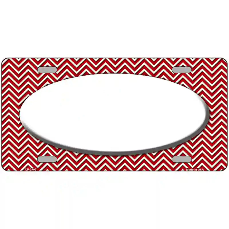 Red White Chevon White Center Oval Metal Novelty License Plate 24" x 12" (LLP)