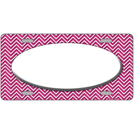 Pink White Chevon White Center Oval Metal Novelty License Plate 24" x 12" (LLP)