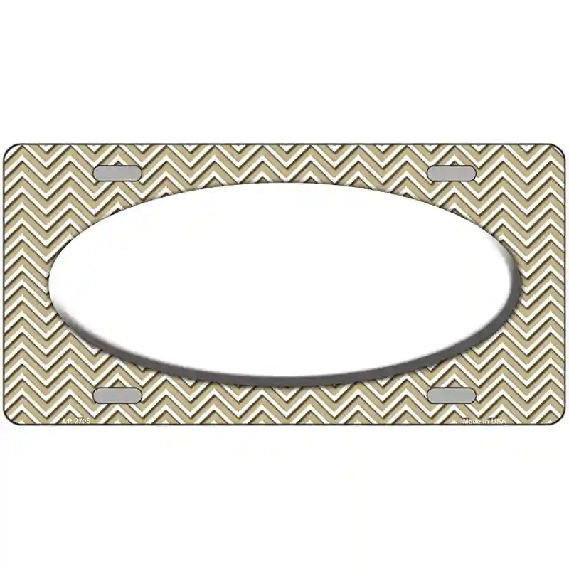 Gold White Chevon White Center Oval Metal Novelty License Plate 24" x 12" (LLP)