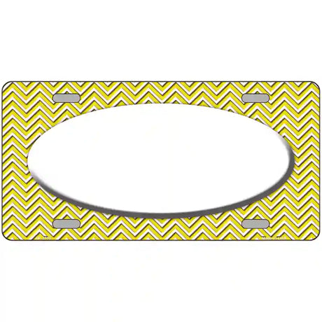 Yellow White Chevon White Center Oval Metal Novelty License Plate 24" x 12" (LLP)