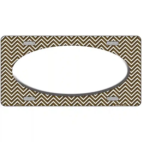 Brown White Chevon White Center Oval Metal Novelty License Plate 24" x 12" (LLP)