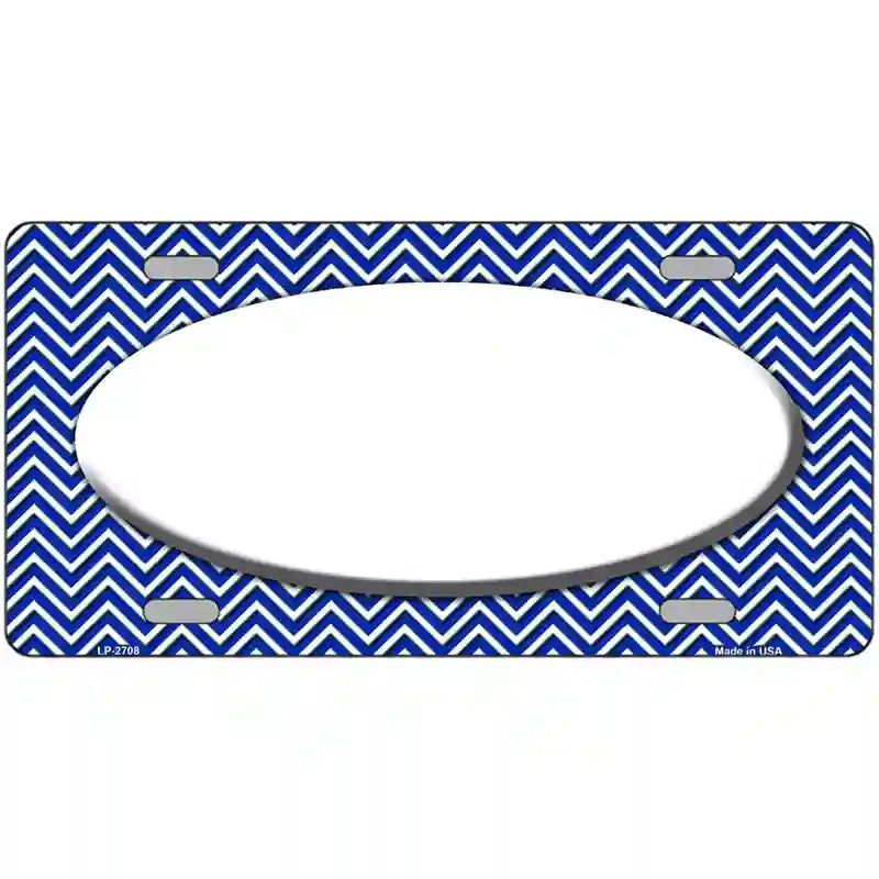 Blue White Chevon White Center Oval Metal Novelty License Plate 24" x 12" (LLP)