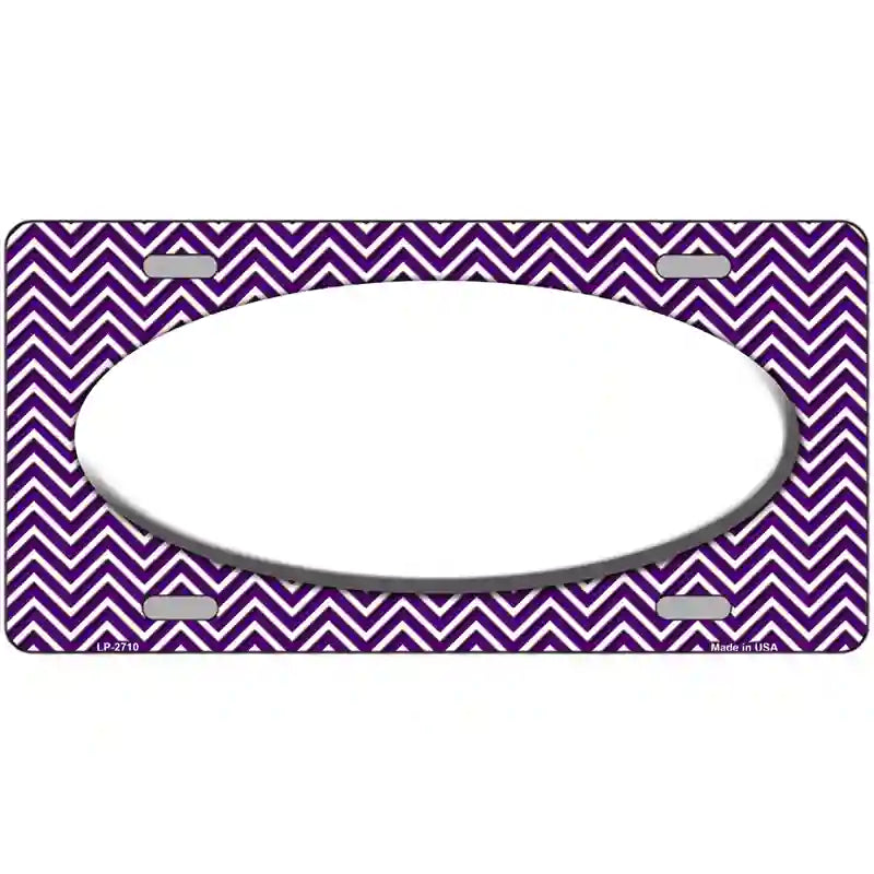 Purple White Chevon White Center Oval Metal Novelty License Plate 24" x 12" (LLP)